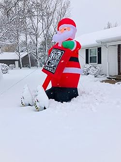 inflatable Santa in snow