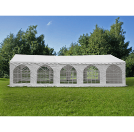 Gražios baltos palapinės nuoma 4m x 40m dydžio