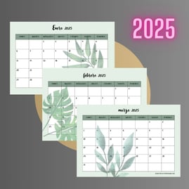 Calendarios menuales 2025 para imprimir