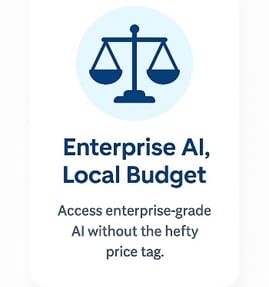 Enterprise AI, local budget. Access enterprise-grade AI without the hefty price tag. scale image.