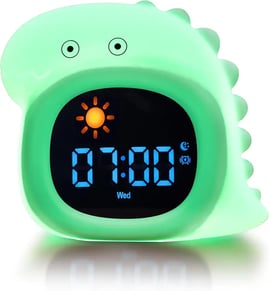  Children's wake-up clock with 9-color night light, 