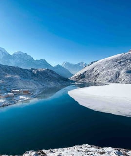 View from Gokyo Ri overlooking the lake, Nepal.