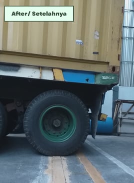 Pengujian beban dengan truk kontainer bermuatan 20 ton. Tidak ada kerusakan pada pasir dan ROJE DS.