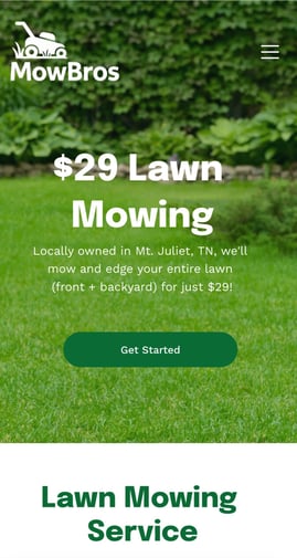 Lawn Mowing Service Website Design