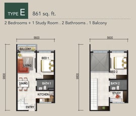 Verte Medini Residence Type E Layout