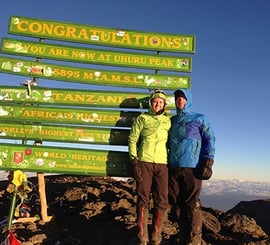 Skip's clients summiting at Uhuru Peak, Tanzania