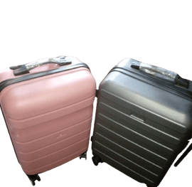 two trolley bags in pink and black color