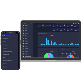 um notebook e um celular com a plataforma scorpions connect na tela