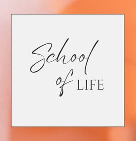 a school of life logo with a picture of a school bus