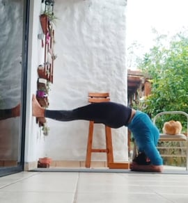 with the use of props a person can go deepr into the pose