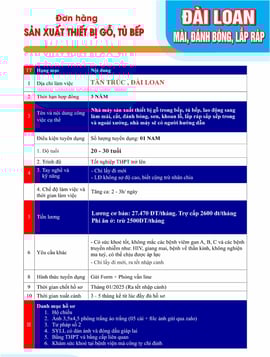 Đơn hàng sản xuất thiết bị gỗ