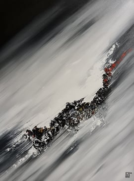 peinture fond gris et effet noiret blanc