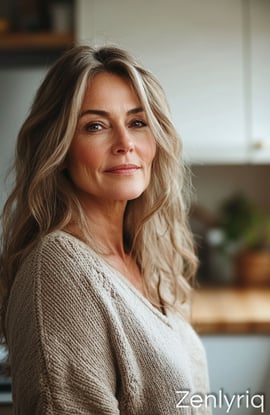 confident middle-aged woman standing in a sunlit kitchen, representing natural blood sugar support