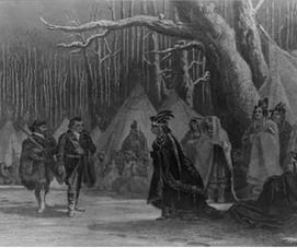 George Washington and C. Gist in 1856 with Indians