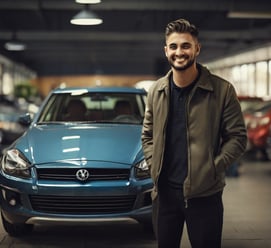 homme achetant une voiture