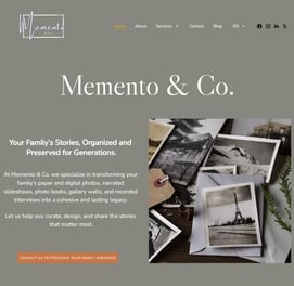 Image of Memento & Co. homepage of website