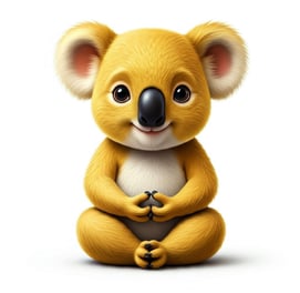 Breezy, the Breathe Balance koala, meditating peacefully. Mindful breathing workshops in Sydney.