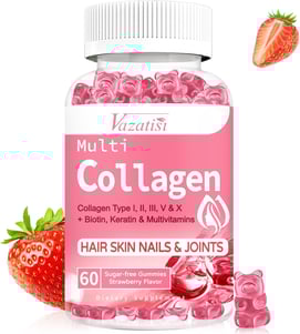 Sugar Free Collagen Gummies for Women Men, 2500mg