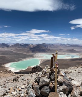 View of Laguna Verde from the summit of Licancabur volcano.