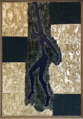 Hangon, 70cm x 100cm, Linseed oil on cotton canvas with plant based and mineral dyes