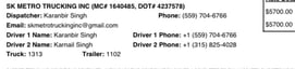 Rate Confirmation for a load with Nolan Transportation group (NTG)