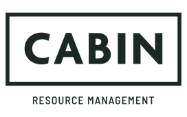 The word CABIN in a black box with resource management written underneath 
