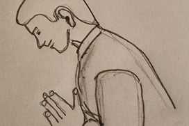 Namaste With Thumbs Touching Chest Or Sternum