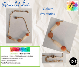 Bracelet doré Calcite jaune Aventurine orange Les Couleurs de Lo