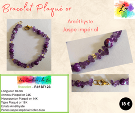 Bracelet Plaqué or Améthyste Jaspe impérial Les Couleurs de Lo