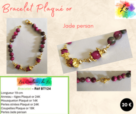 Bracelet Plaqué or perles coupelles Plaqué or Jade persan Les Couleurs de Lo