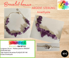 Bracelet Argent sterling Améthyste Les Couleurs de Lo