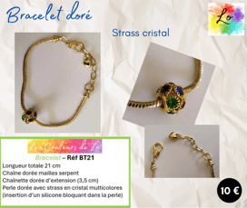 Bracelet doré strass cristal multicolore Les Couleurs de Lo