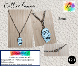 Collier argenté Stormtrooper émail Les Couleurs de Lo