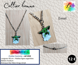 Collier argenté Grogu émail Les Couleurs de Lo