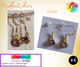 Boucles pendants dorés cristal transparent Les Couleurs de Lo
