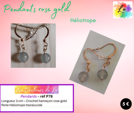 Boucles pendants rose gold Héliotrope Les Couleurs de Lo