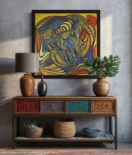 Photograph of a painting called The Budding by Shoshana Lock,