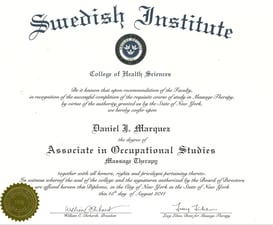 Daniel associate degree in Massage therapy