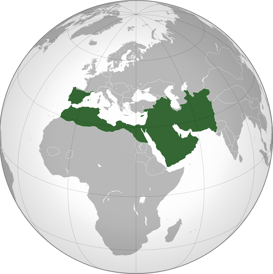 a globe map of the world with a map of the umayyad dynasty
