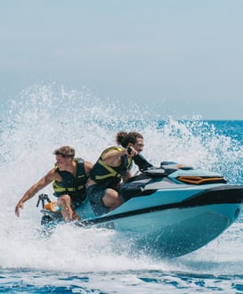 Jet ski adventure in Alcudia Bay with smiling customers