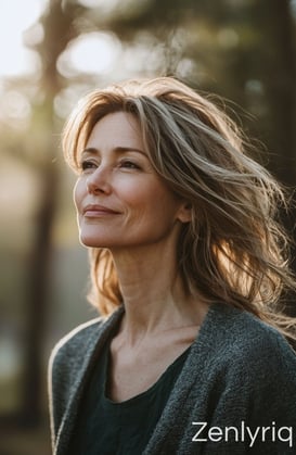 calm woman reflecting in nature, symbolizing gentle gut support and inner balance