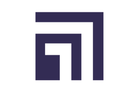 a black and white logo with a square shaped frame
