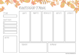 Planificadores Semanales con Diseño de Otoño para Descargar Gratis