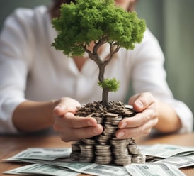 A web page from Razorpay displaying marketing content about financial services. The page includes a 3D illustration of a cube surrounded by floating labels with financial terms like 'Virtual Account' and 'Vendor Payouts'. The text encourages business growth through automated financial solutions. Navigation links for various services are visible at the top.