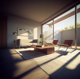 a living room with a couch and a coffee table