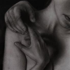  capturing tender details of intertwined figures, evoking vulnerability and trust