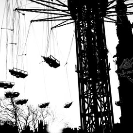 A fairground ride at the Christmas Market, by The Scott Monument, Wast Princes Street Gardens, Edinburgh