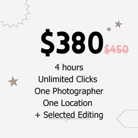 Photography Price and Services included for 4 hours