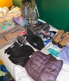 Trekking gear ready before departure for a trek in Nepal.