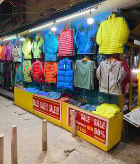 Sport shops in Kathmandu specializing in trekking and mountaineering gear.